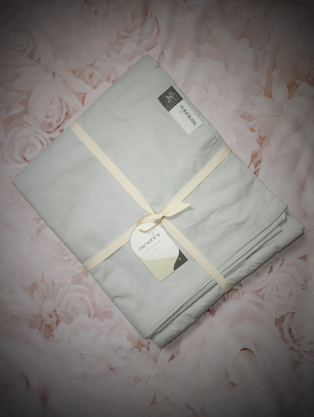 NEW! Berkshire 100% Organic Percale Cotton Duvet Set Full/Queen - Light Grey